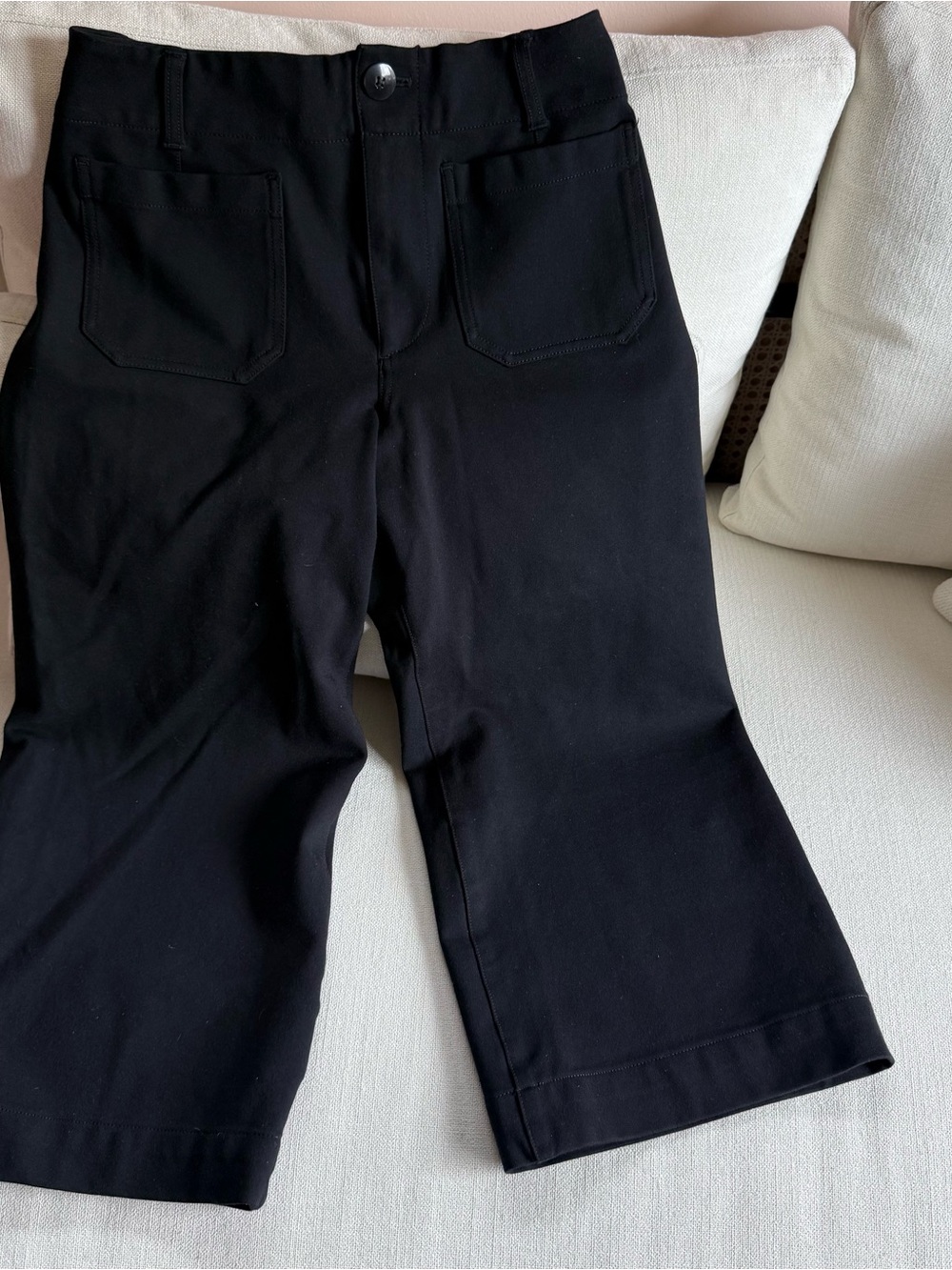 Anthropologie Maeve The Colette Pants 29P Black Ponte Wide Leg Crop - Picture 4 of 8